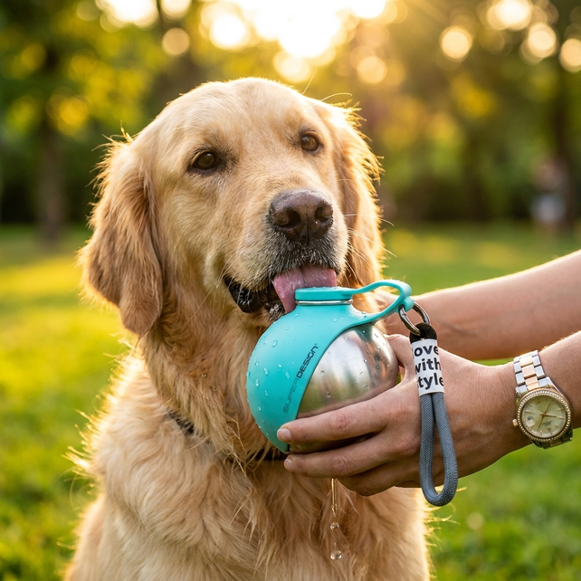 Travel Water Bottle for Dogs – Stainless Steel, Leak-Proof, 285 ml